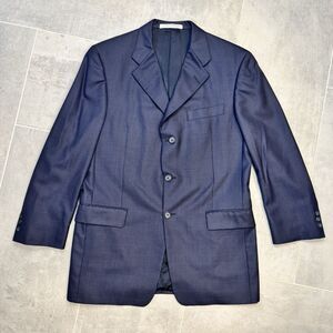 Hickey-Freeman Blue Windowpane 3 Button Wool Sportcoat Blazer 40R